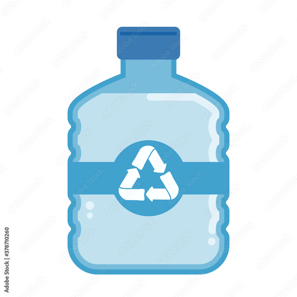 Vector flat plastic water bottle carboy with recycle symbol.Plastic carboy illustration with recycle symbol. Vector flat plastic water bottle carboy with recycle symbol.Plastic carboy illustration with recycle symbol.