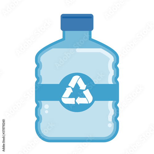 Vector flat plastic water bottle carboy with recycle symbol.Plastic carboy illustration with recycle symbol.