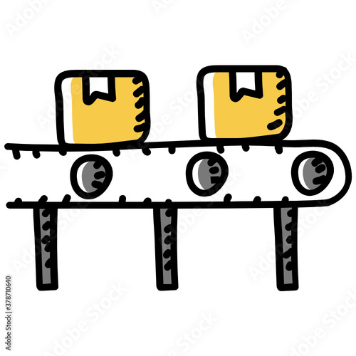 
Manufacturing process and assembly, conveyor belt vector style 

