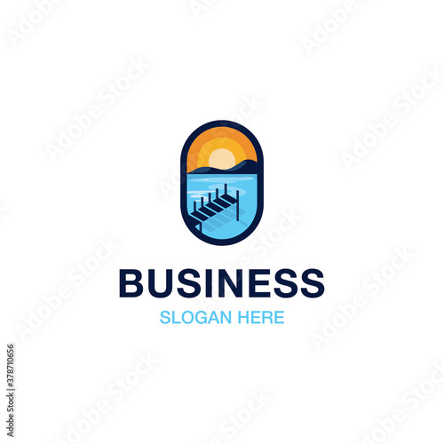 Dock Beach Vacation Nature Landscaping Logo