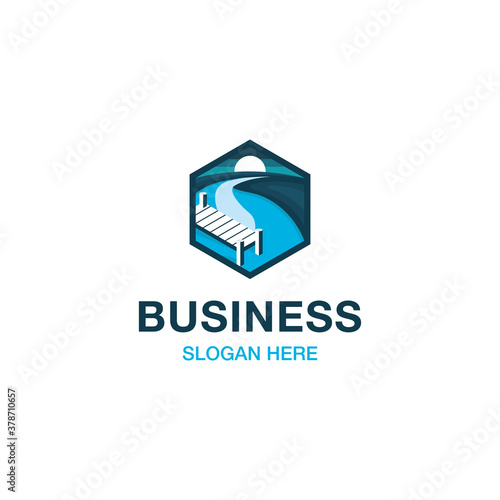 Dock Landscaping Nature Ocean Abstract Creative Logo