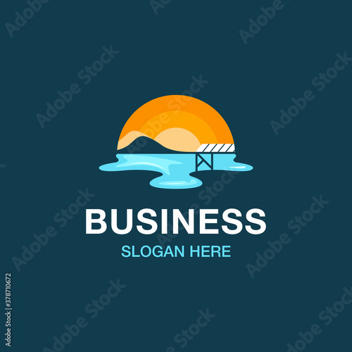 Dock Pier Traveling Abstract Landscaping Logo