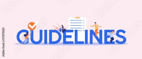Guidelines and orders. Information management rule business guidance corporate policy regulation standard legal specifications management principles marketing presentation vector protocol line.