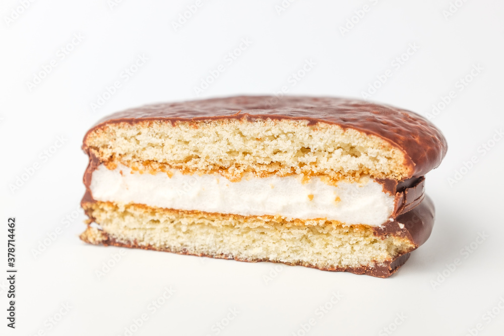 Chocolate pie on white background Chocolate pie on white background