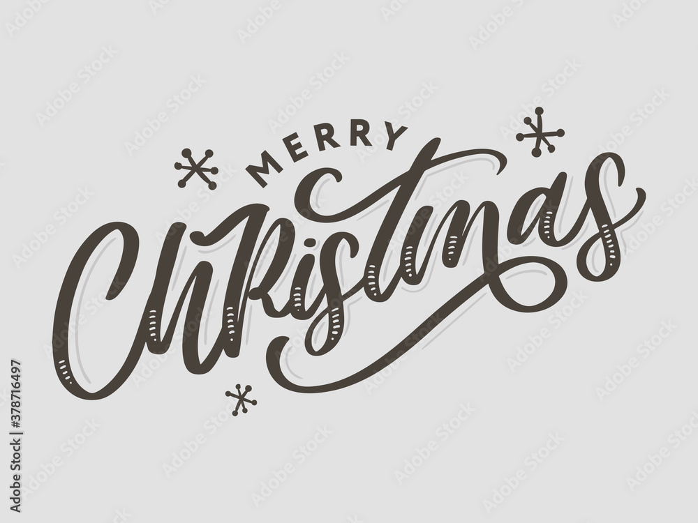 Merry christmas 2021 Beautiful greeting card poster with calligraphy black text word. Hand drawn design elements. Handwritten modern brush lettering white background isolated vector