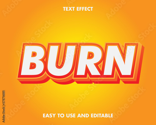 Text Effect - 3D Modern Burn Text. Editable and Easy to Use. Premium Vector Illustration