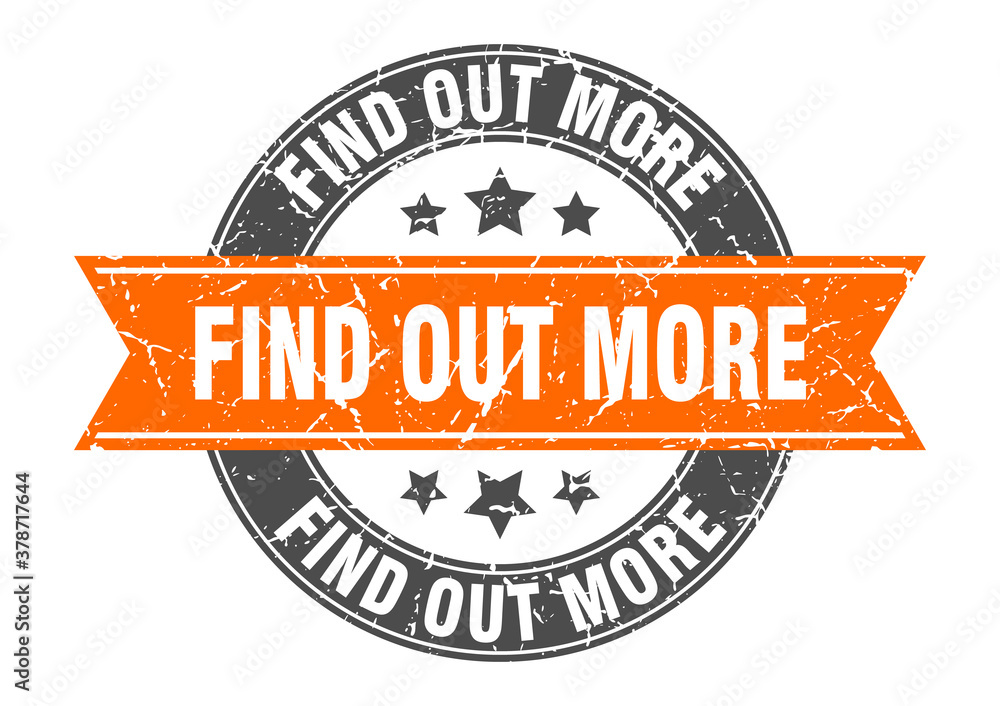 Fototapeta premium find out more round stamp with ribbon. label sign