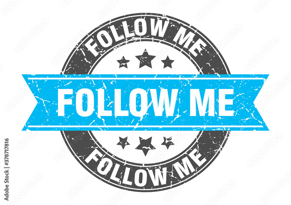 Fototapeta premium follow me round stamp with ribbon. label sign