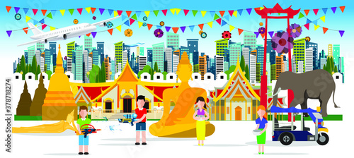 illustration songkran Idea concept vector illustration
