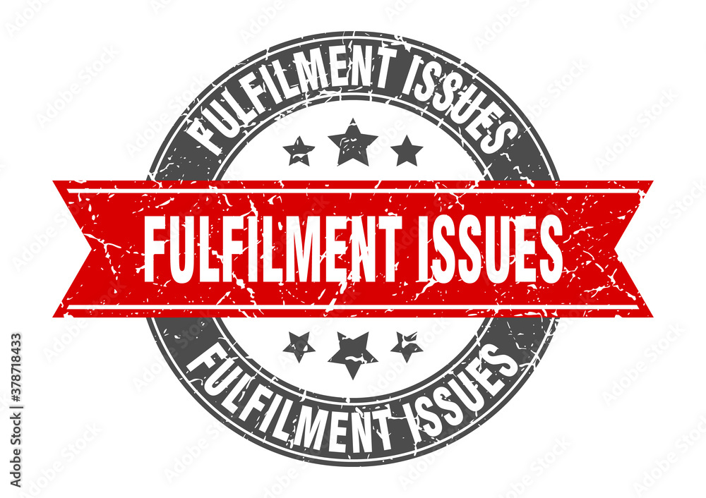 Fototapeta premium fulfilment issues round stamp with ribbon. label sign