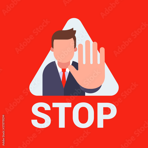 stop sign in a triangle. protected area. restricted area pointer. flat vector illustration.