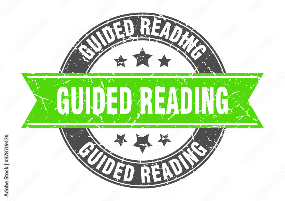 Fototapeta premium guided reading round stamp with ribbon. label sign