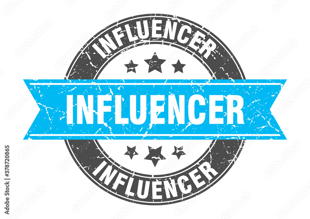 influencer round stamp with ribbon. label sign