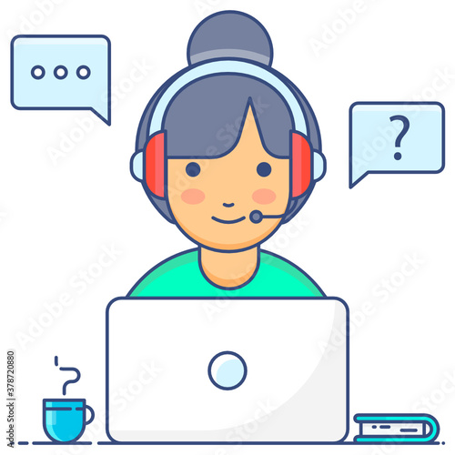 
Online customer support services flat vector 
