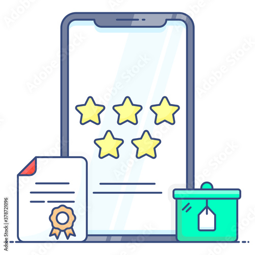 
icon of bonus points, shopping rating stars inside mobile 
