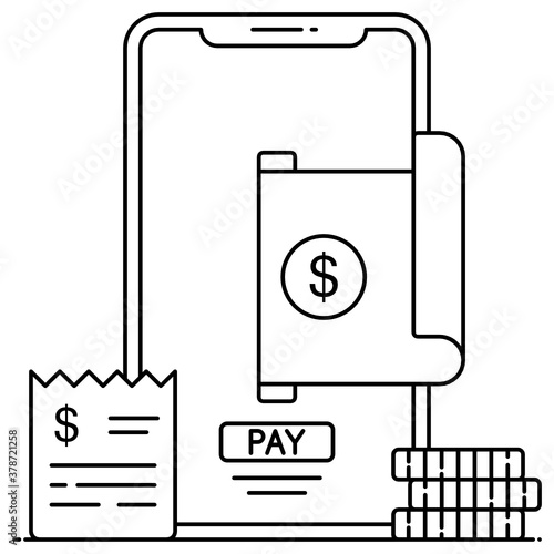 
Flat icon of mobile pay, mobile banking concept 
