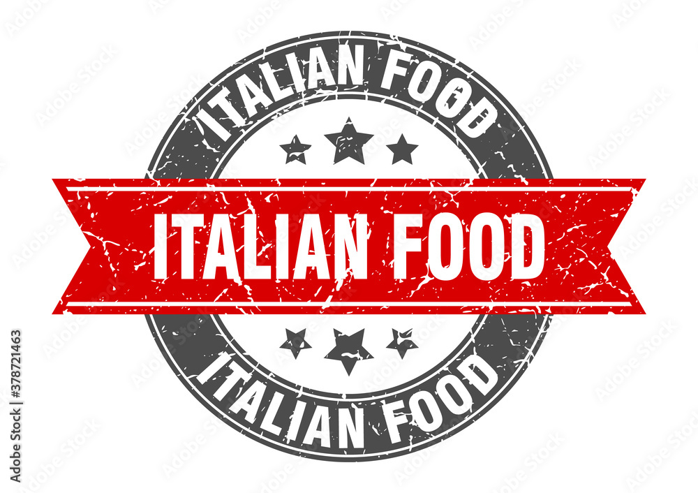 italian food round stamp with ribbon. label sign