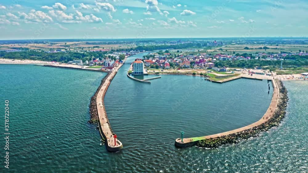 Entrance to the port in Darlowek in summer, Baltic Sea Entrance to the port in Darlowek in summer, Baltic Sea