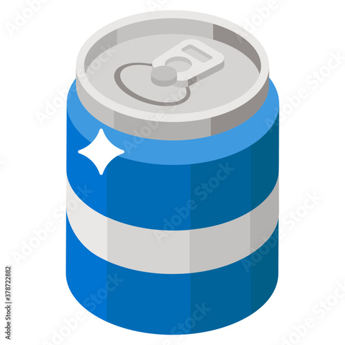 
Isometric design of tin pack icon, soft drinks and beverages 
