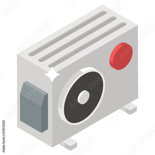 
Air conditioner outer display, isometric icon of ac condenser vector  
