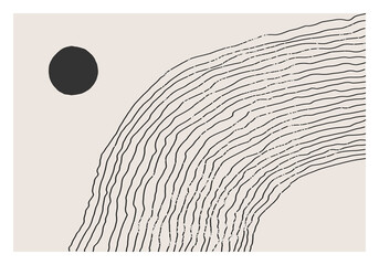 Papier peint photo Minimaliste art Dessin abstrait artistique aux courbes minimales  © C Design Studio