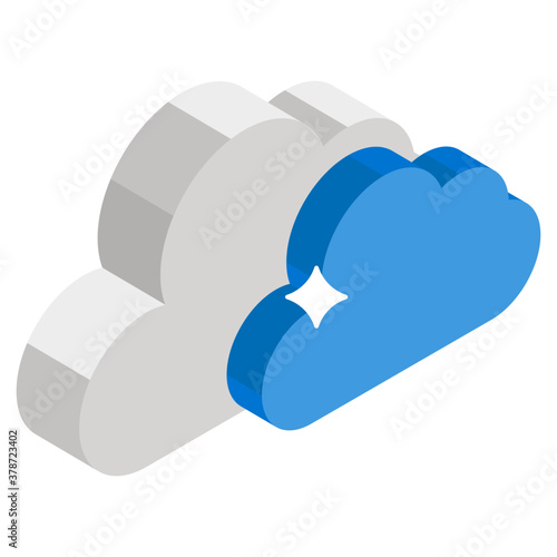 
Weather forecasting concept, isometric icon of cloudy weather design 
