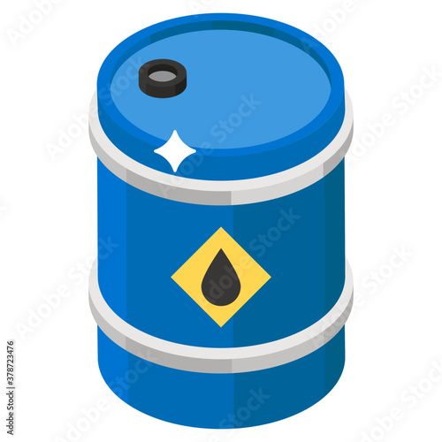 
Icon of oil barrel in isometric design 
