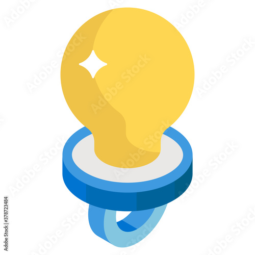 
Isometric vector design of baby pacifier icon.
