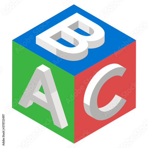 
Abc blocks, kindergarten education vector in isometric design.
