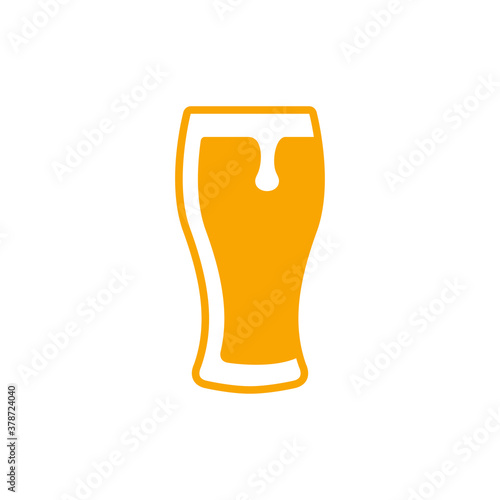 Pinta de cerveza. Logotipo vaso de cerveza vintage con espuma en color amarillo