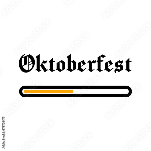 Festival Oktoberfest. Símbolo loading. Logotipo lineal simple con texto Oktoberfest con barra de progreso en color negro y amarillo