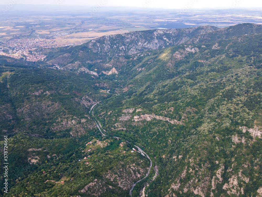 Obraz premium Aerial view of town of Asenovgrad, Bulgaria