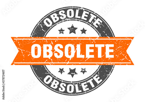 obsolete round stamp with ribbon. label sign