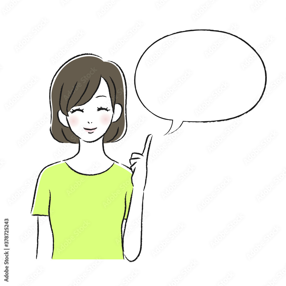 笑顔の女性 指差し 吹き出し 笑顔の女性 指差し 吹き出し