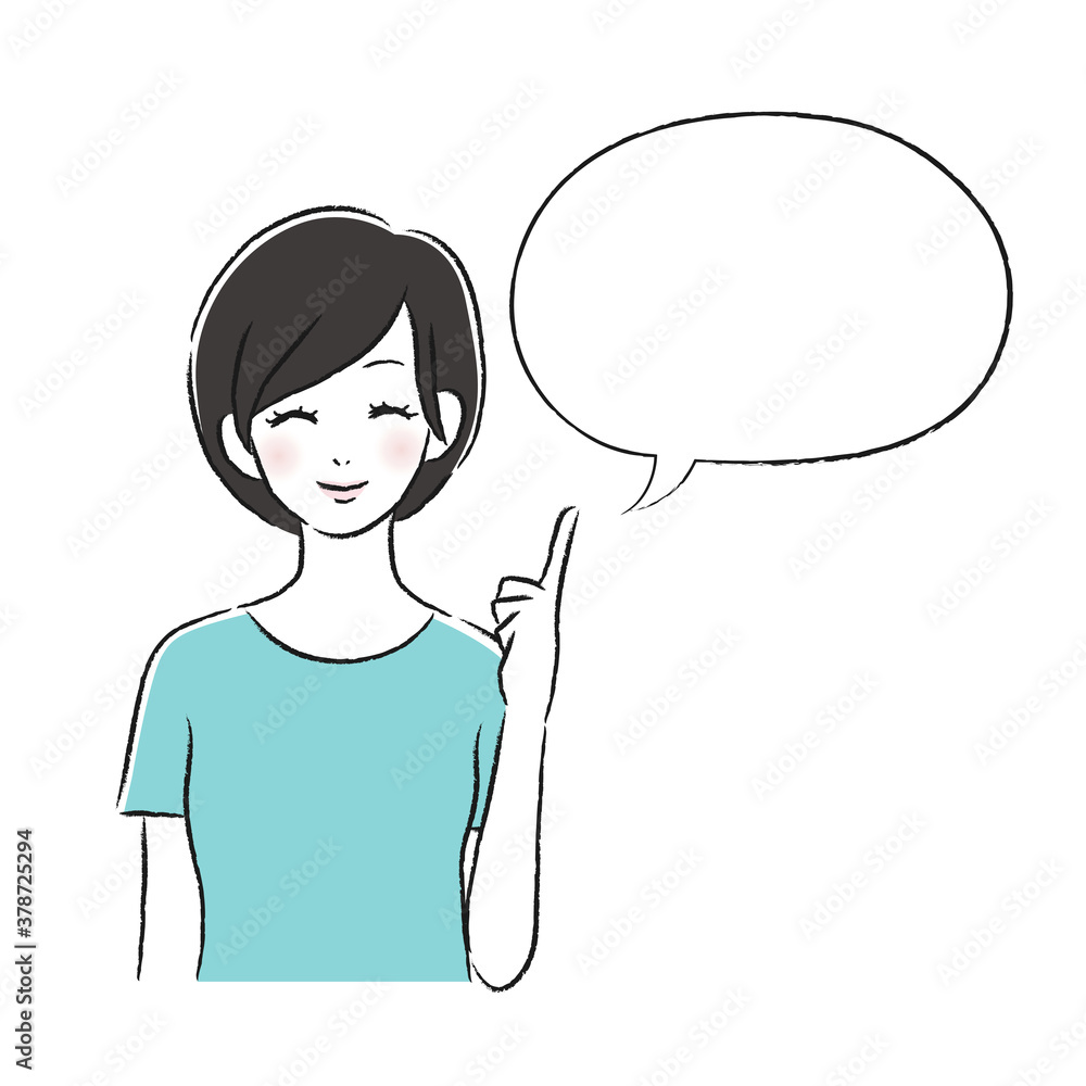 笑顔の女性 指差し 吹き出し 笑顔の女性 指差し 吹き出し