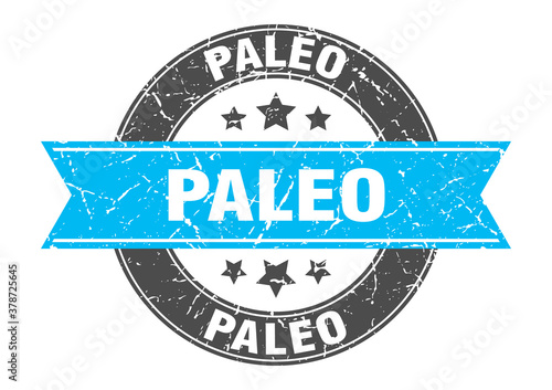 paleo round stamp with ribbon. label sign