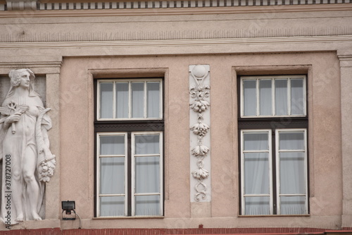 Old house with  Basorelief sculptures  in Cluj ,2017,Romania