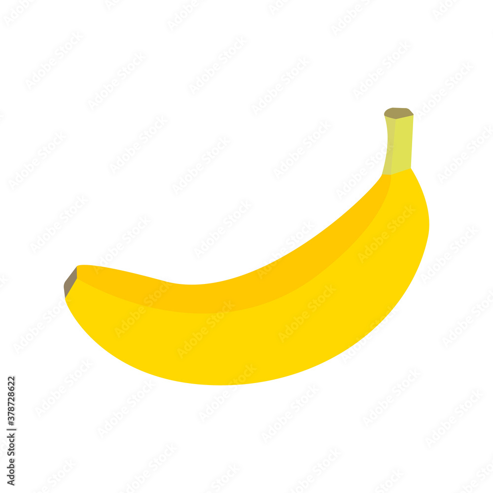 Hand drawn ripe yellow banana. Healthy plant based diet fitness serotonin fiber source concept. Simple vector illustration for icon sticker label