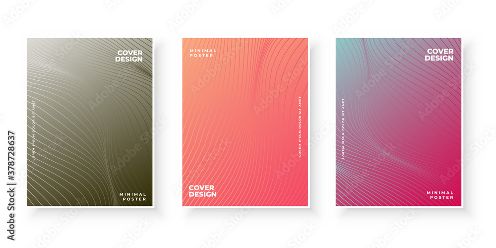 colorful gradient covers with line pattern design set