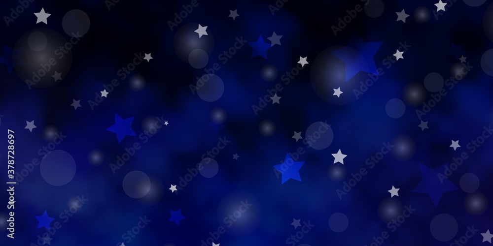 Dark Pink, Blue vector background with circles, stars. Abstract illustration with colorful spots, stars. Template for business cards, websites.