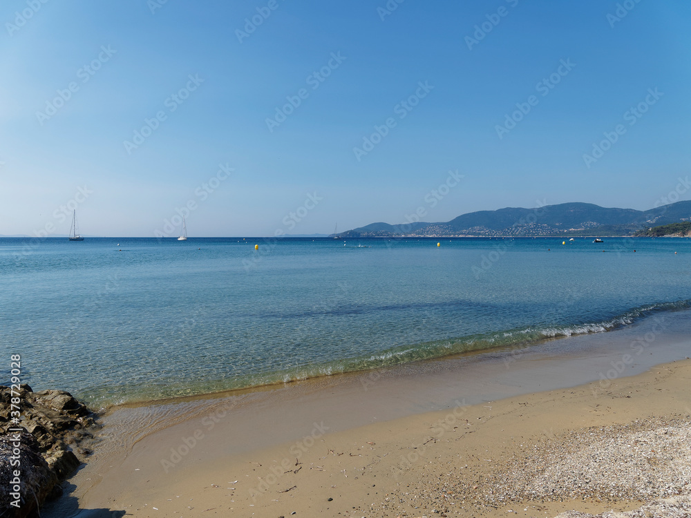 Beautiful Gigaro beach and national park of Cap lardier, La Croix Valmer with view on Cavalaire bay along the blue mediterranean sea in French Riviera Beautiful Gigaro beach and national park of Cap lardier, La Croix Valmer with view on Cavalaire bay along the blue mediterranean sea in French Riviera