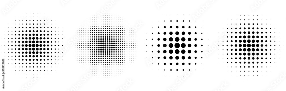 halftone circular classic background set of four