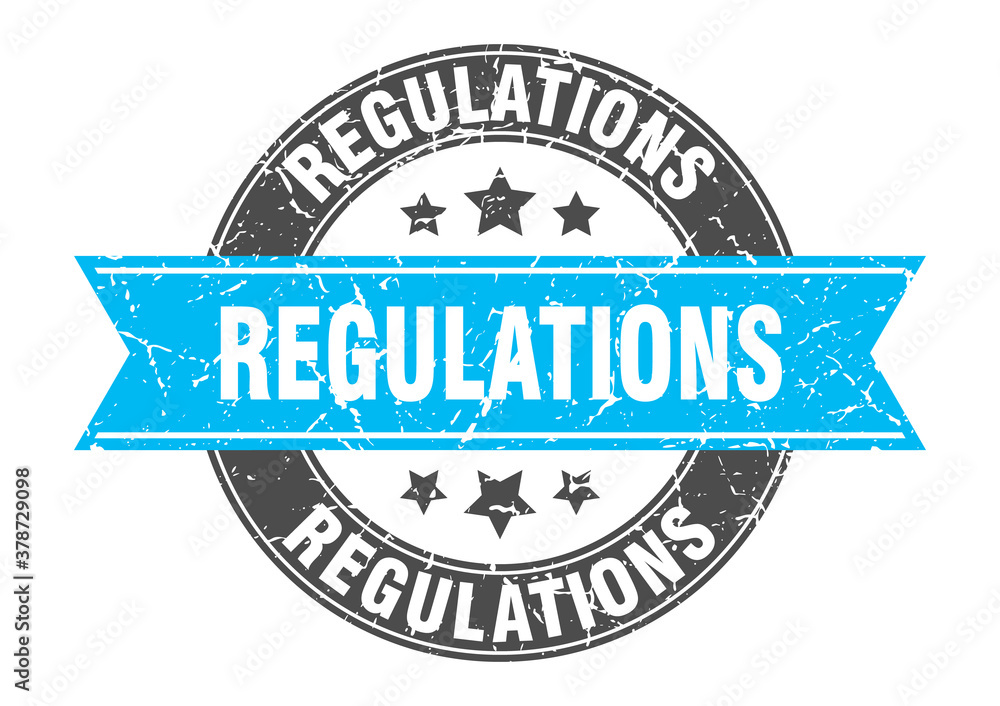 Fototapeta premium regulations round stamp with ribbon. label sign