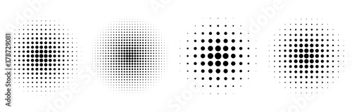 halftone circular classic background set of four