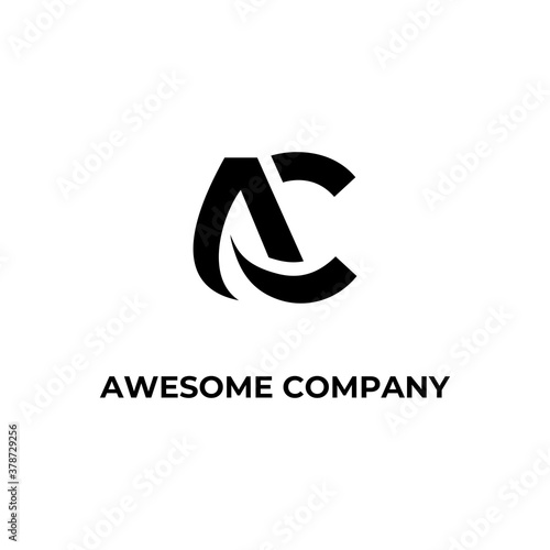 Monogram Logo initial AC letter. Simple white and black vector design