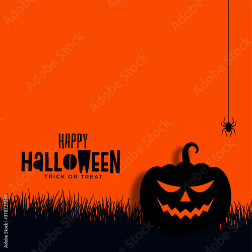 happy halloween pumpkin and spider background