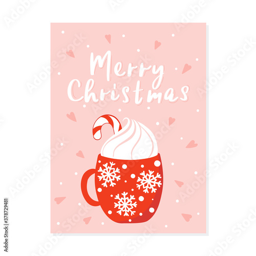Christmas cards design. Holiday season greeting card. Joyful illustration with Christmas items