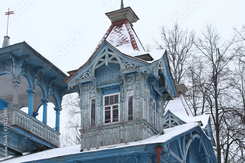 Old traditional national wooden house (