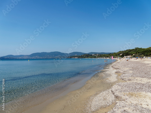 Beautiful Gigaro beach and national park of Cap lardier  La Croix Valmer with view on Cavalaire bay along the blue mediterranean sea in French Riviera 