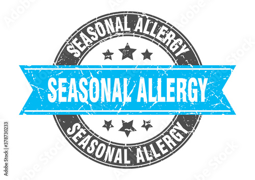 seasonal allergy round stamp with ribbon. label sign